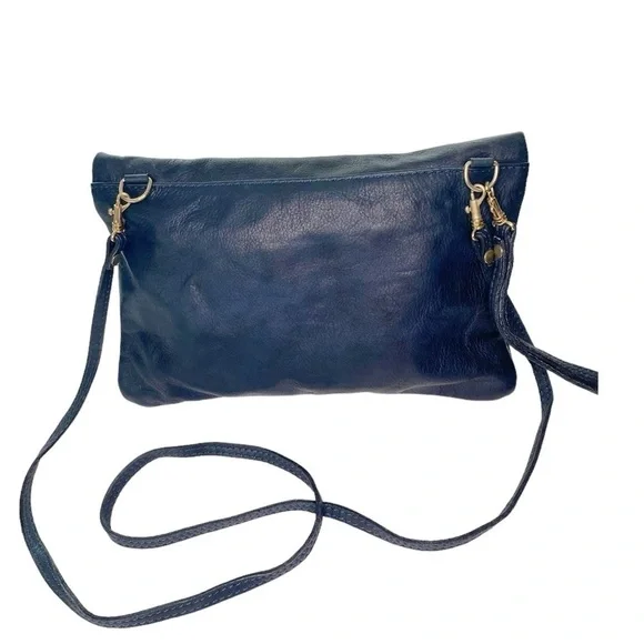 Vera Pelle Genuine Leather made in Italy royal blue envelope crossbody purse - Picture 3 of 10